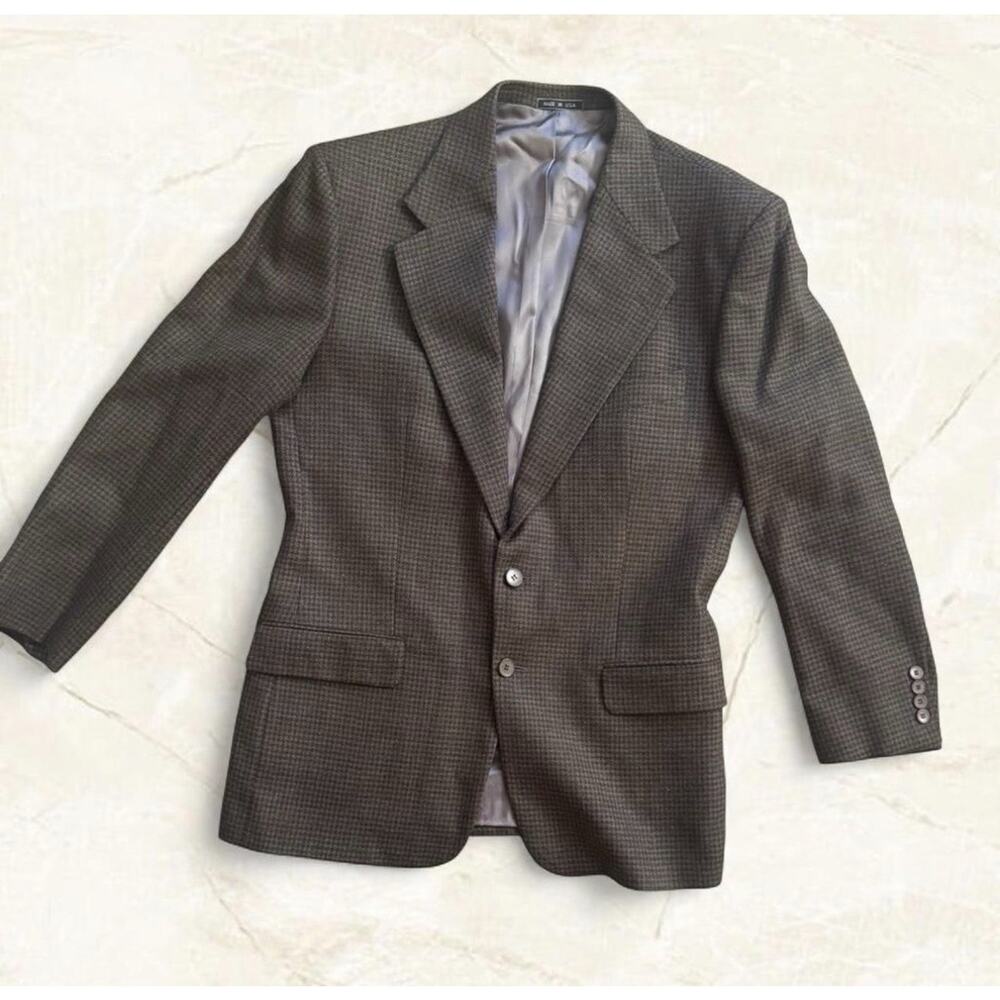Vintage 90s Calvin Klein Worsted Wool Blazer Made in USA Brown Tweed Sport Coat